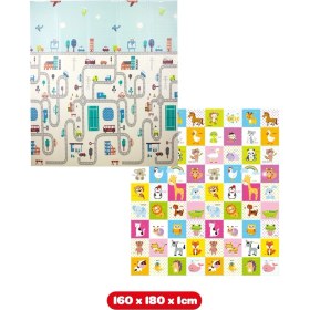 Resim Elfobaby Funny Way Katlanabilir Extra Large Çift Yönlü Oyun Halısı ve Matı 150x180x1 cm + Taşıma Çantası 