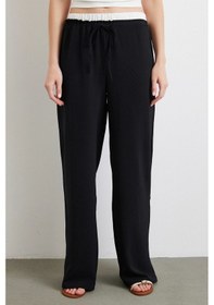 Resim Never More Bel Bantlı Wide Leg Pantolon Siyah Siyah 