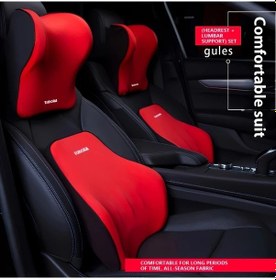 Resim Cloud011 Ergonomik Araç Baş Ve Bel Destek Yastığı Seti - Kırmızı Renk Çoğu Modele Uyumlu 