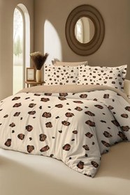 Resim MONOHOME%100 Pamuk Leopar Desenli Çift Kişilik Nevresim Takımı, MONOHOME82595 