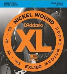 Resim D'addario Exl160 Xl Nickel Wound Bas Gitar Tel Seti - 50-105 Medium (profesyonel) | Long Scale (uzun Ölçek), Güçlü Alt Frekanslar, Yüksek Ses Hacmi Ve Parlak Karakter 