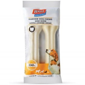 Resim Warf Sığır Derisi Köpek Beyaz Ödül Kemiği 100 Gr (2 li Paket) - 12,5 Cm 