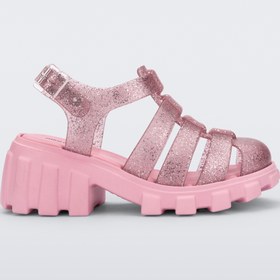 Resim Mini Melissa Megan Chunky Taban Simli Pembe Kız Çocuk Sandaleti | 28-34 Numara | Melflex® Vegan | İkonik Kokulu - 3 