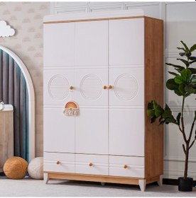 Resim Gardırop, Alvin 3 Kapaklı Çekmeceli Dolap - Ceviz 