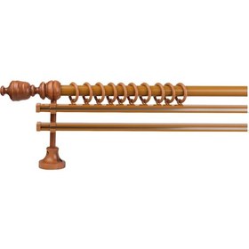 Resim Meşe Efil Demonte Başlıklı Ahşap Rustik Perde Askısı - Çift Raylı - 150 Cm 