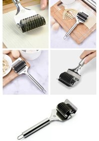 Resim Rotanev Paslanmaz Çelik Erişte Makinasi Makarna Kesici Dilimleyici Kafes Rulo Hamur Kesici Gri 