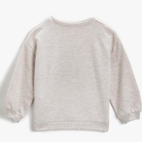 Resim Kız Bebek Kalp Baskılı Sweatshirt Bisiklet Yaka Uzun Kollu Pamuklu 