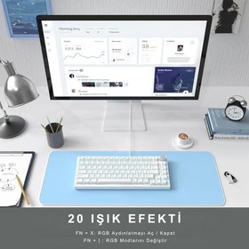 Resim Coverzone Beyaz Işıklı Hot Swap Kablolu Mekanik Oyun Klavyesi | Ajazz AK820 Beyaz - Mavi Switch 