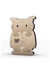 Resim Masif Ahşap Puzzle Çocuklar İçin Boyanabilir Baykuş Boya Setli 