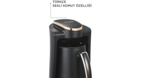 Resim Sesli Komut Kahve Makinesi, Türk Kahvesi, 250ML, 4 Fincan Kapasiteli, Siyah 