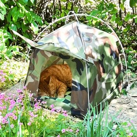 Resim Klasik Stil Oxford Kumaş Açık Kedi Çadırı sevimli turuncu tabby kedi ve çiçek deseni ile - Kolay Montaj, Mat Gerektirmez, Küçük Kediler için Dayanıklı Evcil Hayvan Yuvası, Köpekler ve Kediler için Mükemmel Hediye, Açık Kedi Çadırı, Evcil Hayvan Rahatlatma Noktası, Doğal Ayar, Kolay Kurulum Çadırı 