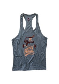 Resim Bluu Fitness Gym Tank Top Sporcu Atleti Own Here Gri 