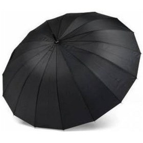 Resim Erkek Şemsiye 16 Telli Baston Saplı Siyah Şemsiye Siyah 