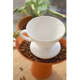 Resim Mujo Coffee Seramik V60 Filtre Kahve Demleme Beyaz Renk 
