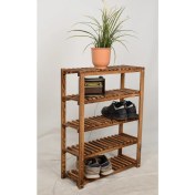 Resim Wooden City 5 Katlı Masif Ahşap Ayakkabılık Ahşap Ayakkabı Rafı 60X80 