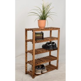Resim Wooden City 5 Katlı Masif Ahşap Ayakkabılık Ahşap Ayakkabı Rafı 60X80 