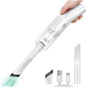 Resim Jeehugo 120w Type-c Hızlı Şarjlı 10000pa Süctionlu Mini El Fırçası, Otomobil İçin Kuru/ıslak Kullanım, Evcil Hayvan Tüyü Temizleyici Beyaz 
