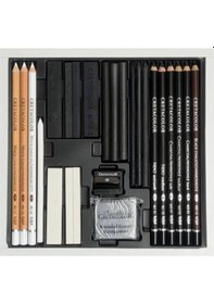 Resim Black & White Box Drawing Set Premium Eskiz Çizim Seti 25'li Ahşap Kutu / 40025 