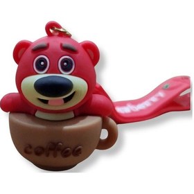 Resim Lotso Bear Çilek Detaylı 3d Figürlü Pembe Bilek Kayışlı Anahtarlık - 1 Adet 
