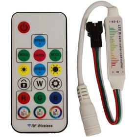 Resim Sp104e Müzik Denetleyici Ws2811-ws2812 Argb Pixel Led Kontrol Devresi 5-24v 17 Tuşlu Rf Kumanda 