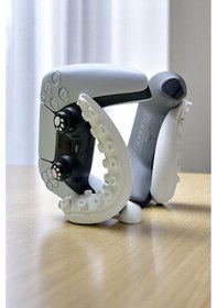 Resim Ps4/ps5 Uyumlu 2'li Konsol Standı Kol Tutucu Stand Joystick Standı 3d Baskı Ahtapot Şeklinde Beyaz 