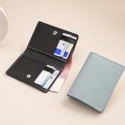 Resim Minimalist Stil PU Cüzdan, 8 Kart Yuvası ve 1 Büyük Banknot Tutucu ile - Siyah ve Açık Mavi Seçenekler, Snap Kapanışı, Polyester Astar, Erkekler ve Kadınlar için Mükemmel, Çok Fonksiyonlu Kimlik Tutucu|Şık Cüzdan Tasarımı|Dayanıklı Cüzdan, Cüzdan 