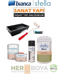 Resim Bianca Set 1 Lt - Beyaz Boya + Siyah Mermer Effekt Sprey + Maximo Sıvı Cam Ipek Mat 