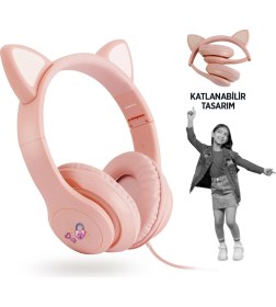 Resim Polosmart FS113 Kablolu Mikrofonlu Stereo Kulak Üstü Kulaklık Pembe 