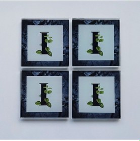 Resim Decorita Cam Bardak Altlığı Harfli Tasarım I Harfi 4'lü Takım 10 x 10 CM Çok Renkli 