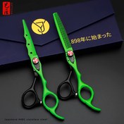 Resim Üst Düzey Premium Yeşil-Siyah Çift Tonlu 440C Paslanmaz Çelik Makas - El Yapımı, Keskin ve Dayanıklı Saç Kesme Makası, Ergonomik Tutuşlu, Tüm Berberler ve Stilistler İçin İdeal 