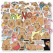 Resim 50 adet Kapibara Hayvan Evcil Sevimli Komik Aşk Doodle Sanatı Cool Estetik Karikatür Su Geçirmez Çıkartmalar Paketi Yetişkinler Valiz Su Şişesi DIY Laptop Kaykay Bagaj Parti Süsleme Hediye 