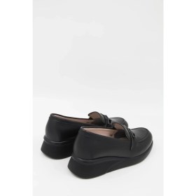 Resim X-Trend 702-1 Tokalı-Dolgu Topuk-Deri Kadın Comfort Ayakkabı - Siyah 