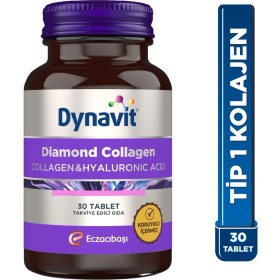 Resim Dynavit Diamond Collagen&Hyaluronic Acid Complex 30 Tablet - Saç&Cilt&Tırnak - Hidrolize Peptit Tip 1 Balık Kolajeni, Hyaluronik Asit, Resveratrol, Nar Meyve Kabuğu Ekstresi 