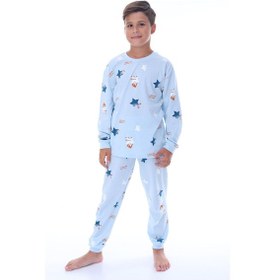 Resim Zuzunga Yıldız Nota Desenli Mavi Pijama Takımı Mavi 