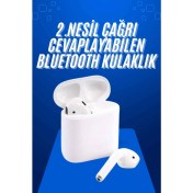 Resim Techno Stock 2025 Model Çağrı Cevaplayabilen Bluetooth Kulaklık Beyaz Dokunmatik Kontrol 