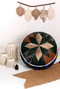 Resim Ottoman Pouffe El Yapımı Hakiki Kuzu Derisi Iskandinav Bahçe Balkon Bungalov Puf Yer Minderi 60x30cm(DOLGUSUZ) 