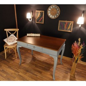 Resim Wooding-Mobilya Wooding 100 Cm Çekmeceli Masif Gri Ceviz Çalışma Masası 