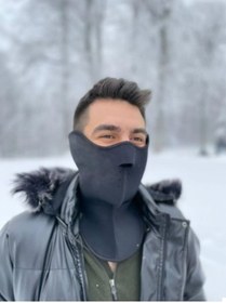 Resim ebakbak Motosiklet Yüz Boyun Koruyucu Neopren Maske Kulak Ve Göğüs Korumalı Rüzgar Maskesi Çift Taraflı 