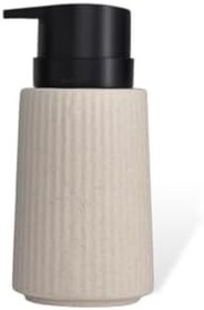Resim New Max Premium Serisi 300 ML Sıvı Sabunluk Pompalı Çizgili Seramik Sıvı Sabunluk Dispencer Bej 