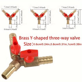 Resim Premium Pirinç 3 Yollu Y Tipi Vana Adaptörü - 6/8/10mm Hortumlara Uyar, Yakıt, Su, Yağ & Hava için İdeal 