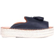 Resim Bueno Shoes Siyah Deri Kadın Dolgu Topuklu Espadril Terlik 01wq3511 