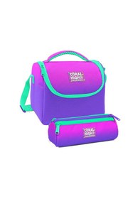 Resim Coral High Pembe Mor Renk Geçişli Desenli Kız Çocuk Isı Yalıtımlı Beslenme Çantası Ve Kalemlik Seti 