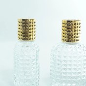 Resim Parfüm Şişesi 50 ml (5 Adet ) Oval Noktalı Kristal Boş Parfüm Şişesi 