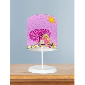 Resim Mekta Home Bebek ve Çocuk Odası Barbie ve Kalp Desenli Abajur 