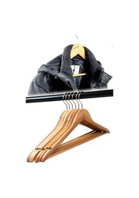 Resim Doğal Ahşap Elbise Askısı 18 Adet Natural Askı 44,5cm DE042 