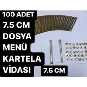 Resim 7.5 CM SARI DOSYA MENÜ KARTELA PLEKSİ VİDASI DIŞ ÇAP 5 MM 