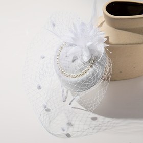 Resim 1 adet, Simgesel İnci Taç Şapka, Vintage Zarif Tarz, Gelinlik Düğün Aksesuarı, Simgesel Tüy ve Ağ Detayı, Özel Gün Baş Aksesuarı 