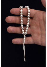Resim Gümüş Tespih Düz Küre Orta Boy 27gr 