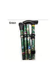 Resim Oldfriend Green Flower Katlanır Hafif Yürüyüş Bastonu 4 Segment Kauçuk Uçlu Ayarlanabilir Trekking 