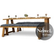 Resim Neiwel Aries Doğal Ahşap Banklı Mutfak Ve Yemek Masası Takımı-80-240 Takım Açık Ceviz 